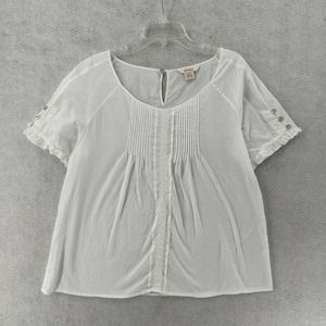 Sundance Shirt Womens XL White Boho Peasant Top Embroidered Short Sleeve